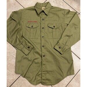 Boy Scouts of America Shirt Mens Small Green BSA Long Sleeve Button Up BSA